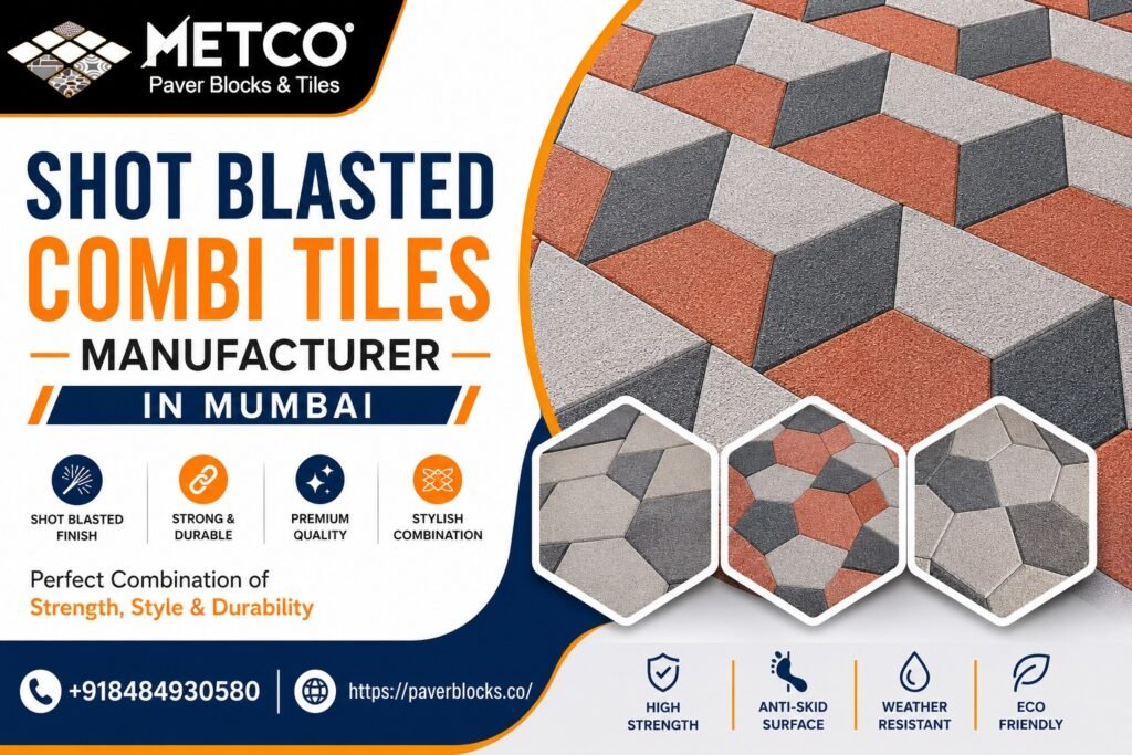 Shot Blasted Combi Tiles Manufacturer in Mumbai offering durable paving tiles